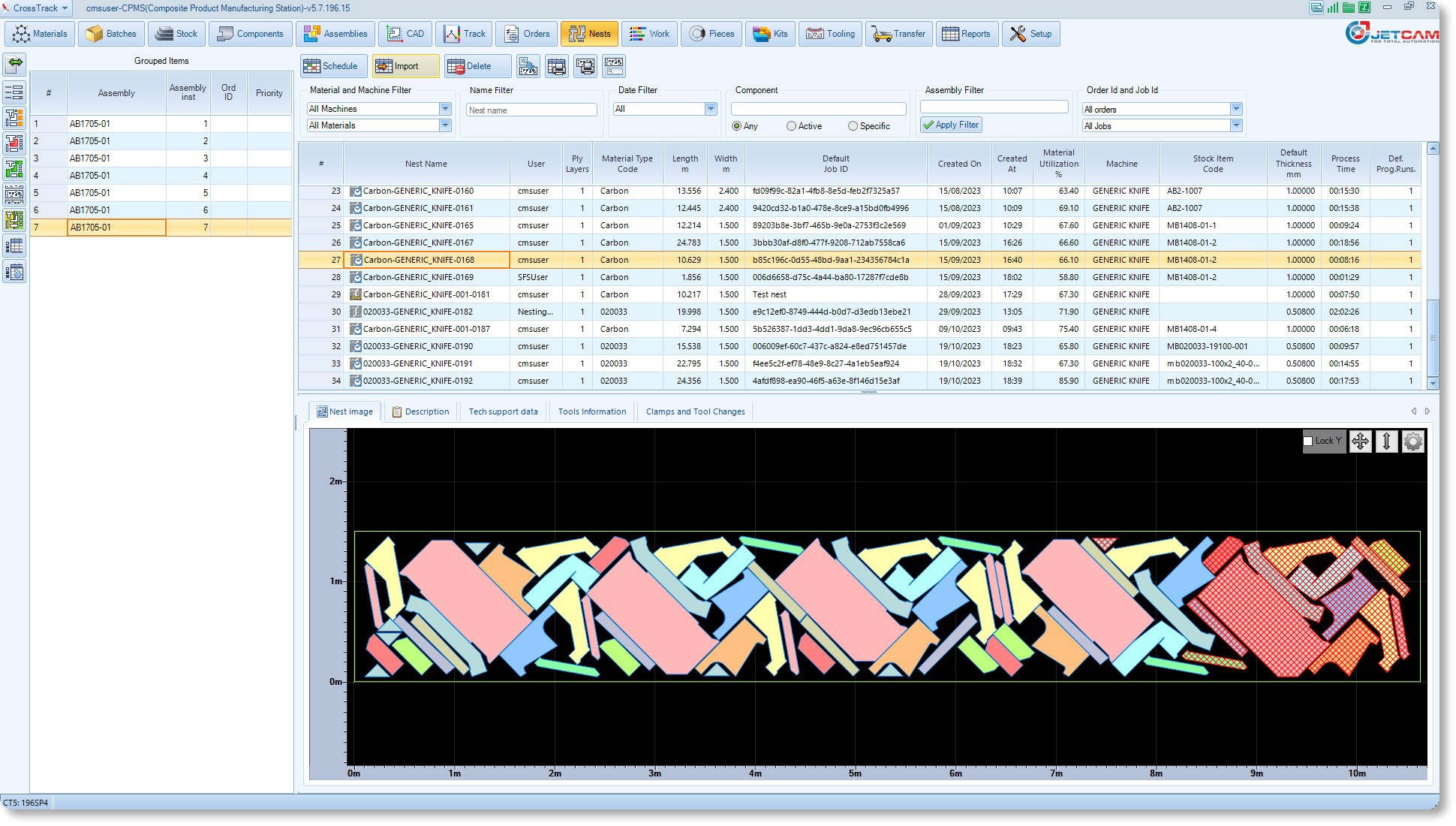 Gain NADCAP compliance by using CrossTrack to track raw materials and kits, with integrated nesting.